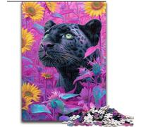 Jigsaw Puzzles for Teenagers 1000 Jigsaws Rose Sunflower Black Leopard, Decompressing Intellectual Educational Toy Birthday Gift (Size 26x38cm)