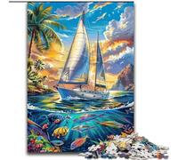Jigsaw Puzzles for Teenagers 1000 Jigsaws Ship Sailing on The Ocean, Decompressing Intellectual Educational Toy Birthday Gift (Size 26x38cm)