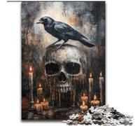 Jigsaw Puzzles for Teenagers 1000 Jigsaws Skeleton Crow, Stress Relief with Fully Interlocking Randomly Shaped Pieces for And 14 Years Old (Size 50x75cm)