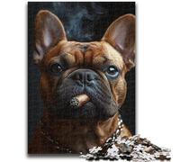 Jigsaw Puzzles for Teenagers 1000 Jigsaws Smoking Bulldog Help The Brain Exercise Addictive Toys to Cultivate Patience Wall Decoration 26x38cm