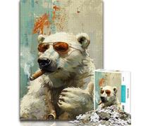 Jigsaw Puzzles for Teenagers 1000 Jigsaws Smoking Polar Bear,Family Entertainment Toys Is Ideal As A Gift for The Whole Family 38x26cm