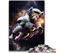 Jigsaw Puzzles for Teenagers 1000 Jigsaws Space Cat Astronaut for Educational Game Challenge Toy Deal As Gifts for The Whole Family 50x75cm