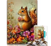 Jigsaw Puzzles for Teenagers 1000 Jigsaws Squirrel Flowers,Toys Educational Games Stress Relieving Unique Birthday And Gifts 38x52cm