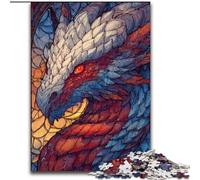 Jigsaw Puzzles for Teenagers 1000 Jigsaws Stained Glass Dragon, Family Activity Unique Home Decor And Gifts for Ages 14+ (Size 50x75cm)