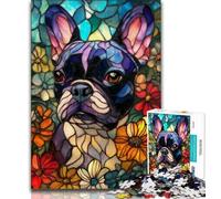 Jigsaw Puzzles for Teenagers 1000 Jigsaws Stained Glass Pug,Challenging To Complete But Fun And Humorous Unique Birthday And Gifts (75x50cm)