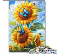 Jigsaw Puzzles for Teenagers 1000 Jigsaws Sunflower Butterfly Educational Games Home Decoration Educational Game for Birthday, Chrismas 26x38cm