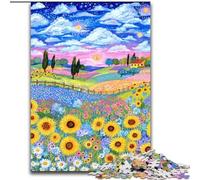 Jigsaw Puzzles for Teenagers 1000 Jigsaws Sunflower Field,Toys Educational Games Stress Relieving Unique Home Decor And Gifts 50x75cm