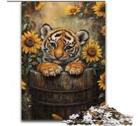 Jigsaw Puzzles for Teenagers 1000 Jigsaws Sunflower Tiger, Educational Games Home Decoration Is Ideal As A Gift for The Whole Family (Size 26x38cm)