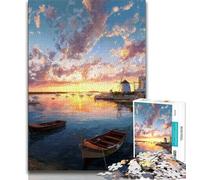Jigsaw Puzzles for Teenagers 1000 Jigsaws The Port at Sunset,Family Game Stress Reliever Difficult Challenge Enhance Love between Couples 38x26cm