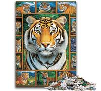 Jigsaw Puzzles for Teenagers 1000 Jigsaws Tiger Collage Toy Intellectual Game for Home Decoration for Age 14 Years Up 26x38cm