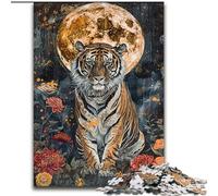 Jigsaw Puzzles for Teenagers 1000 Jigsaws Tiger Under The Moon, Analysis And Logic with Fully Interlocking Randomly Shaped Pieces for And Age 14 Years Up (Size 50x75cm)
