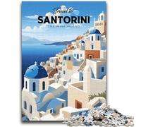 Jigsaw Puzzles for Teenagers 1000 Jigsaws Travel to Santorini Help The Brain Exercise Addictive Toys to Cultivate Patience Wall Decoration (size 38x26cm)