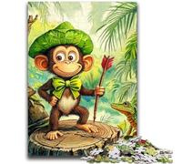 Jigsaw Puzzles for Teenagers 1000 Jigsaws Traveling Monkey Train Your Brain And Hands Parent-child Interaction for Age 14+ 38x26cm