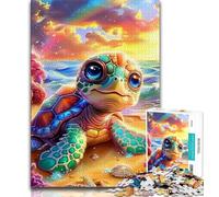 Jigsaw Puzzles for Teenagers 1000 Jigsaws Turtle on The Beach,Learning Educational Toys Family Games Suitable for Desktop Decoration (38x26cm)