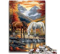 Jigsaw Puzzles for Teenagers 1000 Jigsaws Two Horses for Educational Game Challenge Toy Deal As Gifts for The Whole Family 26x38cm