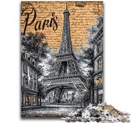 Jigsaw Puzzles for Teenagers 1000 Jigsaws Vintage Eiffel Tower for Age 14 Years And over Family Games Christmas Game Presents for Women 50x75cm