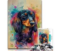 Jigsaw Puzzles for Teenagers 1000 Jigsaws Watercolor Dachshund,Family Entertainment Toys Is Ideal As A Gift for The Whole Family 38x26cm