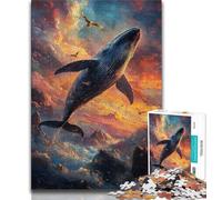 Jigsaw Puzzles for Teenagers 1000 Jigsaws Whales at Sunset,Toys Educational Games Stress Relieving Unique Birthday And Gifts 38x26cm
