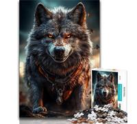 Jigsaw Puzzles for Teenagers 1000 Jigsaws Wolf at Sunset,Learning Educational Toys Family Games Suitable for Desktop Decoration 38x26cm