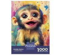 Jigsaw Puzzles for Teenagers 1000 Joyful Baby Monkey Art -1 Jigsaws for Adults Brain Teaser Game Presents for Women Unique Birthday And Gifts 70x50cm/1000pcs