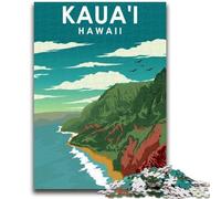 Jigsaw Puzzles for Teenagers 1000 Kauai Hawaii Travel Poster 1000 Piece Puzzle,Stress Reliever Staycation Kill Time Wishlist with Santa Claus (26x38cm)