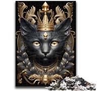 Jigsaw Puzzles for Teenagers 1000 King Cat Golden Art Deco for Age 14 Years And over Family Games Christmas Game Presents for Women 50x75cm