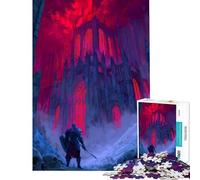 Jigsaw Puzzles for Teenagers 1000 Knight Facing Dark Gothic Cathedral Challenging To Complete A Work of Art Anti-Stress Toys Suitable for Ages 14 And Up (38x26cm)