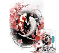 Jigsaw Puzzles for Teenagers 1000 Koi Fish Yin Yang RubyArt for Educational Game Challenge Toy Family Games Hand Speed Race Birthday Gifts (Size 38x26cm)
