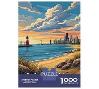 Jigsaw Puzzles for Teenagers 1000 Lake Michigan Travel Jigsaw for Adults Family Games Pattern Assembly Help The Brain Exercise 52x38cm/1000pcs
