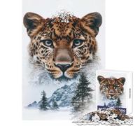 Jigsaw Puzzles for Teenagers 1000 Leopard in Snowy Mountains DIY Toys Great Gift for Games Brain Teaser Game Help The Brain Exercise Size 38x52cm