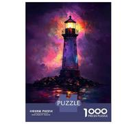 Jigsaw Puzzles for Teenagers 1000 Lighthouse Painting Art Print Adult Puzzles Brain Teaser Game Perfect Decoration Deal As Gifts for The Whole Family 38x26cm/1000pcs