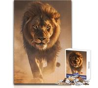 Jigsaw Puzzles for Teenagers 1000 Lion Hunting Predator Enjoyable Quiet Leisure Activity Premium Accurate Edge Craft Toy Size 38x26cm