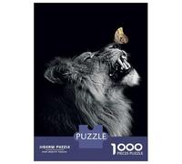 Jigsaw Puzzles for Teenagers 1000 Lion with Butterfly Poster Puzzles for Adults Hands-on Game Stress Reliever Help The Brain Exercise 52x38cm/1000pcs