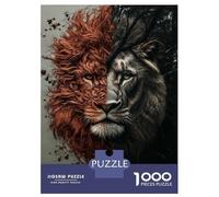 Jigsaw Puzzles for Teenagers 1000 Lion with Two Faces Jigsaws for Adults DIY Toys Analysis And Logic Help The Brain Exercise 70x50cm/1000pcs