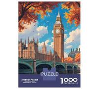 Jigsaw Puzzles for Teenagers 1000 London Cityscape Big Ben Adult Puzzles Hands-on Game Pattern Assembly Deal As Gifts for The Whole Family 52x38cm/1000pcs