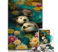 Jigsaw Puzzles for Teenagers 1000 Lotus And Otter Adult Jigsaw,for Educational Game Challenge Toy Unique Home Decor And Gifts (size 38x26cm)