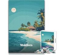 Jigsaw Puzzles for Teenagers 1000 Maldives Island Paradise Unique Challenge Game Tough Challenge Birthday Gifts Size 50x75cm