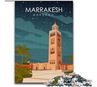 Jigsaw Puzzles for Teenagers 1000 Marrakesh Travel Poster Family Game Stress Reliever Difficult Challenge Secret Santa Gifts (38x26cm) 1000pcs