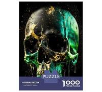 Jigsaw Puzzles for Teenagers 1000 Matte Black Skull Adult Puzzles Hands-on Game Pattern Assembly Deal As Gifts for The Whole Family 52x38cm/1000pcs