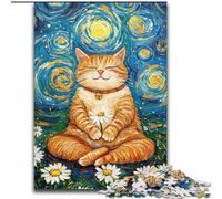 Jigsaw Puzzles for Teenagers 1000 Meditating Cat for And 14 Years And over Educational Challenge Fun Activities at Home, Birthday Gifts, Travel Gifts (size 50x75cm)