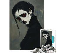 Jigsaw Puzzles for Teenagers 1000 Melancholy Vampire︰ Gothic Undead Beauty with Piercing Red Eyes Relax Games Toy Intellectual Game Great Gifts And Toys Family Activities (Size 38x52cm)