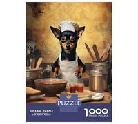 Jigsaw Puzzles for Teenagers 1000 Miniature Pinscher Chef Adult Puzzles Hands-on Game Pattern Assembly Deal As Gifts for The Whole Family 52x38cm/1000pcs