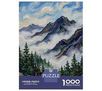 Jigsaw Puzzles for Teenagers 1000 Misty Mountain Landscape Painting Puzzle for Adults Brain Teaser Game Analysis And Logic Stress Reduction Gifts 52x38cm/1000pcs