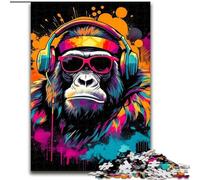Jigsaw Puzzles for Teenagers 1000 Monkey Dj Music, Suitable for People Aged 14 And Above Educational Games Secret Santa Gifts (Size 26x38cm)