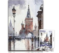 Jigsaw Puzzles for Teenagers 1000 Moscow Russia Painting Enjoyable Quiet Leisure Activity Premium Accurate Edge Craft Toy Size 38x26cm