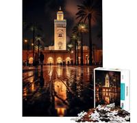Jigsaw Puzzles for Teenagers 1000 Mosque at Night In Morocco Practical Game Toy Intellectual Game Birthday Gifts Presents for Women (Size 38x26cm)