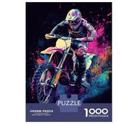 Jigsaw Puzzles for Teenagers 1000 Motocross Rider Art Jigsaws for Adults Brain Teaser Game Presents for Women Unique Birthday And Gifts 52x38cm/1000pcs