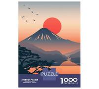 Jigsaw Puzzles for Teenagers 1000 Mount Fuji Sunset Illustration Adult Puzzles Hands-on Game Pattern Assembly Deal As Gifts for The Whole Family 70x50cm/1000pcs