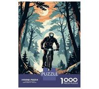 Jigsaw Puzzles for Teenagers 1000 Mountain Biker in Forest Illustration Puzzle for Adults Brain Teaser Game Analysis And Logic Stress Reduction Gifts 70x50cm/1000pcs