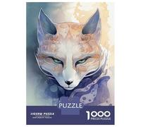 Jigsaw Puzzles for Teenagers 1000 Mystical Kitsune Fox Mask Puzzle for Adults Toy Wall Decor Stress Reliever Help The Brain Exercise 38x26cm/1000pcs